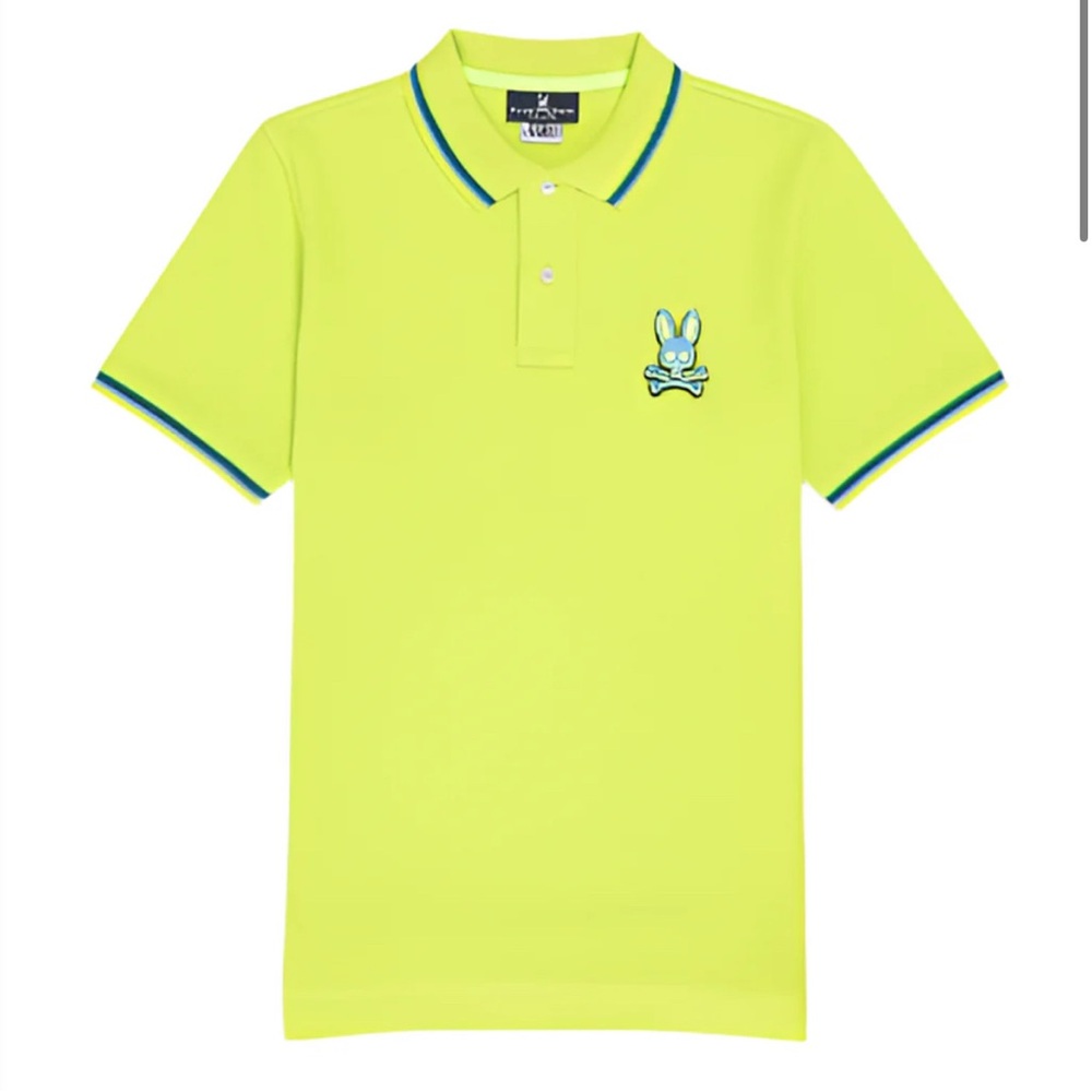 Psycho Bunny Neon Green Polo Shirt size M 10/12